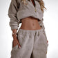 2PCS Stand Collar Half Zip Up Top & Stretchy Waist Pocket Design Pants Set