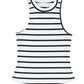 White Striped Print Ribbed O-neck Sleeveless Top