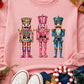 Pink Heat Transfer Printing Nutcracker Graphic Christmas Sweatshirt