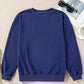 Navy Blue Plain Drop Shoulder Crewneck Pullover Sweatshirt