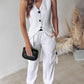 Striped Asymmetrical Vest Top & Cuffed Pants Set