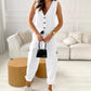 Striped Asymmetrical Vest Top & Cuffed Pants Set