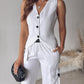 Striped Asymmetrical Vest Top & Cuffed Pants Set