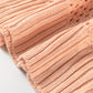 Apricot Pink Hollowed Knit 3/4 Dolman Sleeve Buttoned Collared Sweater