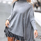 High Neck Batwing Sleeve Rhinestone Decor Tassel Design Knit Sweater