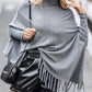 High Neck Batwing Sleeve Rhinestone Decor Tassel Design Knit Sweater