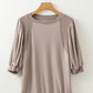 Goat Half Lantern Sleeve Solid Colour Pullover Top