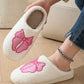 White Cute Bowknot Pattern Plush Valentines Slippers