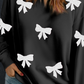 Black Bow Pattern Drop Shoulder Plus Size Sweatshirt