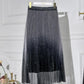 Ombre Sheer Mesh Patch A Line Pleated Glitter Skirt