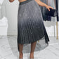 Ombre Sheer Mesh Patch A Line Pleated Glitter Skirt