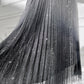 Ombre Sheer Mesh Patch A Line Pleated Glitter Skirt