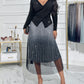 Ombre Sheer Mesh Patch A Line Pleated Glitter Skirt