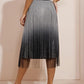 Ombre Sheer Mesh Patch A Line Pleated Glitter Skirt