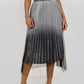 Ombre Sheer Mesh Patch A Line Pleated Glitter Skirt