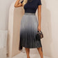 Ombre Sheer Mesh Patch A Line Pleated Glitter Skirt