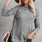 Gray Crew Neck Ribbed Trim Waffle Knit Top