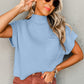 Beau Blue Patch Pocket Ribbed Knit Short Sleeve Sweater