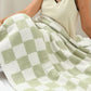 Grass Green Plush Checkered Print Sofa Blanket 127*152cm