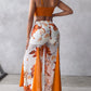 Ruched Cami Top & Floral Print Drawstring Wide Leg Pants Set