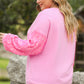 Pink Plus Size Sequin Sleeve Drop Shoulder Sweatshirt