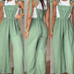 Pocket Design Sleeveless Jumpsuit Casual Strechy Waist Wide Leg Overall