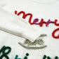 White Tinsel Merry and Bright Graphic Christmas Sweater