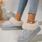 Silvery Sequin Plush Lined Thick Sole Snow Boots