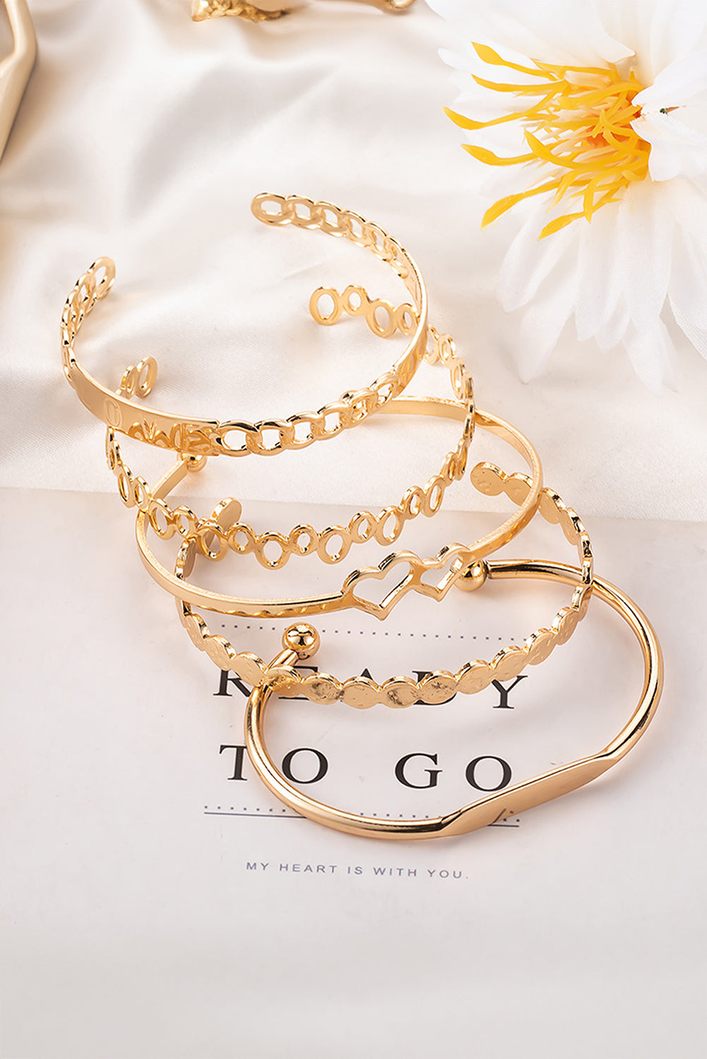 Gold Plated Valentines Bracelet 5pcs Set