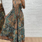 Tribal Print V Neck Spaghetti Strap Maxi Dress Casual Backless Flowy A Line Dress