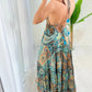 Tribal Print V Neck Spaghetti Strap Maxi Dress Casual Backless Flowy A Line Dress