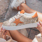 Gold Star Patchwork Sequined Lace-up Sneakers