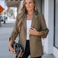 Notched Collar Roll Up Sleeve Blazer Coat