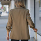 Notched Collar Roll Up Sleeve Blazer Coat