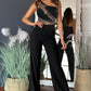 Rhinestone Skew Neck Sleeveless Jumpsuit Sheer Mesh Elegant Overalls