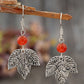 Silvery Vintage Leaf Beaded Hook Drop Earrings