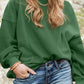 Blackish Green Loose Patchwork Crewneck Plus Size Sweatshirt