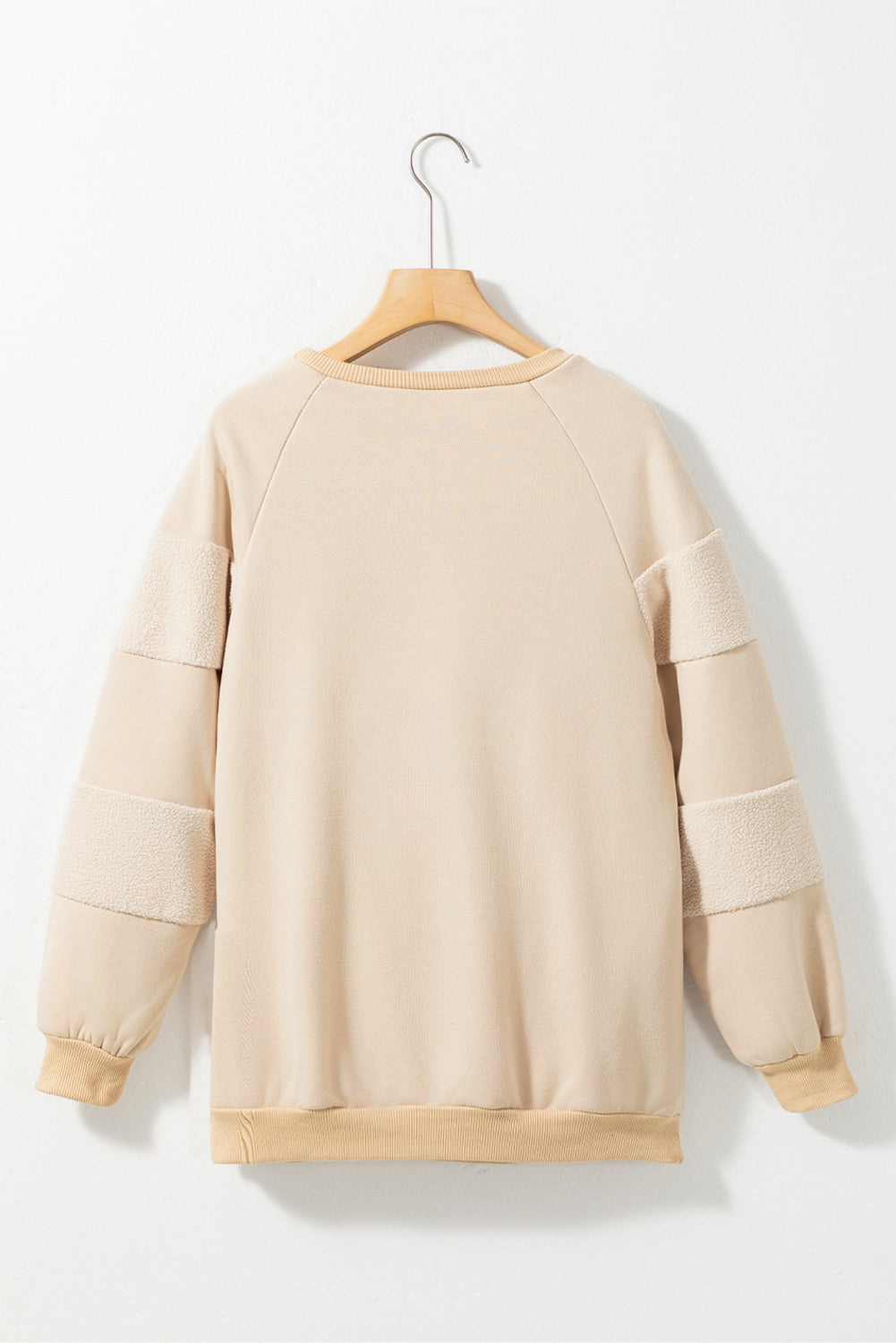 Oatmeal Contrast 2-tone Patchwork Raglan Sleeve Sweatshirt