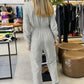 Lapel V neck Collar Shirred Drawstring Waist Jumpsuit