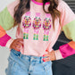 Pink Christmas Sequin Nutcracker Graphic Colorblock Long Sleeve Top