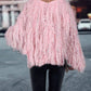 V Neck Long Sleeve Sequin Decor Sweater Tassel Casual Pullover Sweater