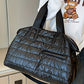 Black Quilted Puffy Large Capacity Waterproof Duffel Bag