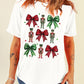 White Bowknot Nutcracker Printed Crewneck Christmas T Shirt