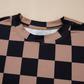 Light French Beige Checkmate Boyfriend Casual Tee