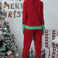 Fiery Red Christmas Striped Contrast Two Piece Lounge Set