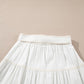 White Contrast Stitching Trim Knotted High Waist A-Line Mini Skirt