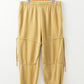 Beige Drawstring Adjusted Band High Waist Plus Size Pants