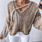 Ombre V Neck Contrast Sequin Drop Shoulder Knit Sweater