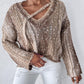 Ombre V Neck Contrast Sequin Drop Shoulder Knit Sweater