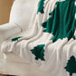 Dark Green Colorblock Christmas Tree Printed Blanket